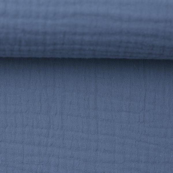 Musselin - Double Gauze -  Jenke Uni Rauchblau by Swafing